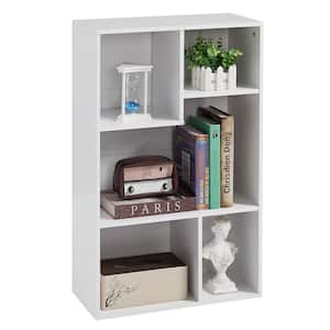 Bookshelf, Bookcase with 5 Open Adjustable Storage Cubes, Floor Standing Unit, Side Table Bookcase, White