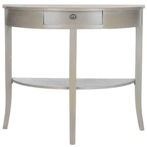 Alex 34 in. French Gray Standard Half Moon Wood Console Table with 1-Drawer