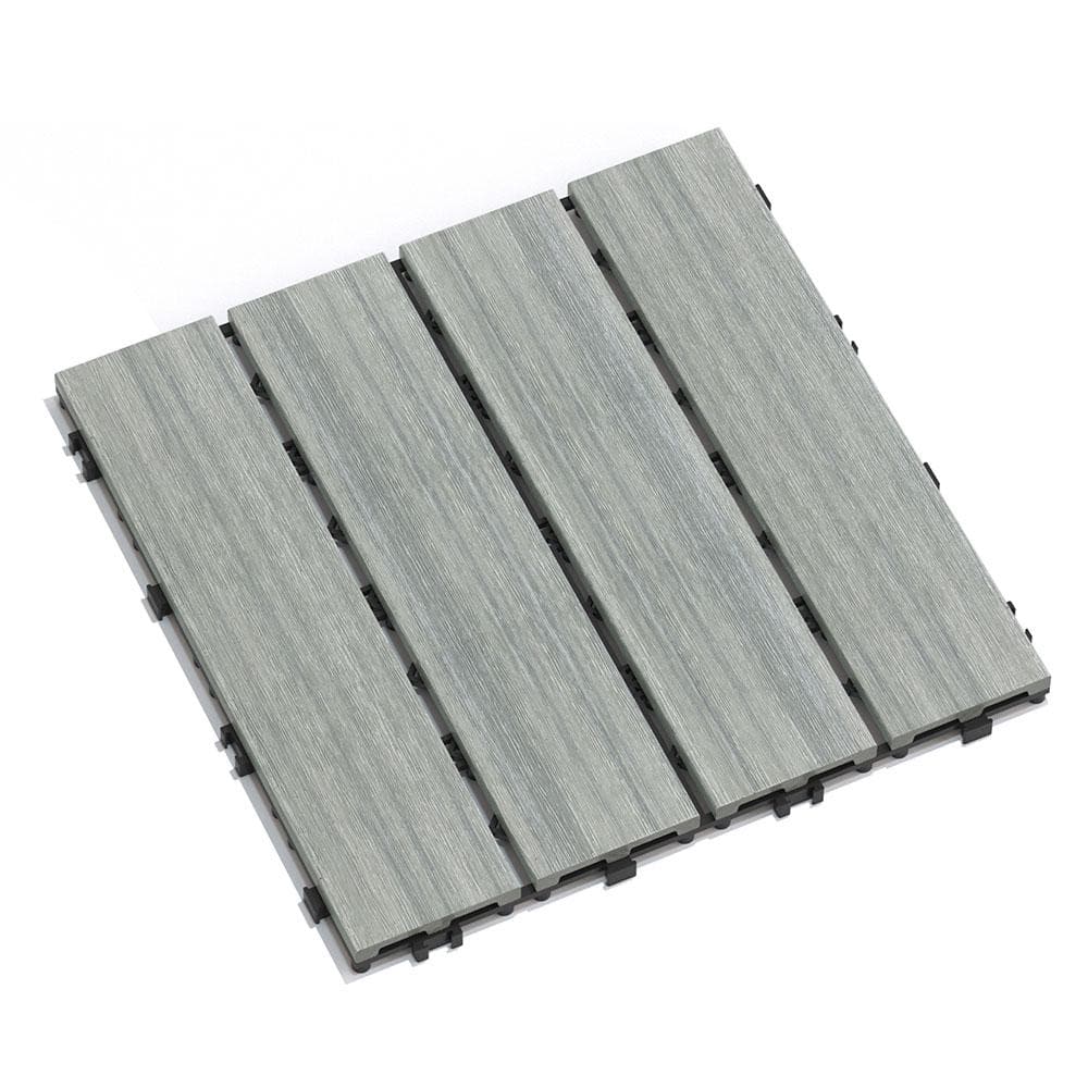 Afoxsos 1 ft. x 1 ft. Plastic Composite Deck Tile Set, AllWeather Easy