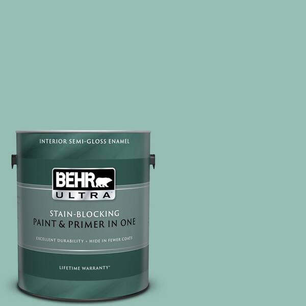 BEHR ULTRA 1 gal. #UL220-4 Spring Stream Semi-Gloss Enamel Interior Paint and Primer in One