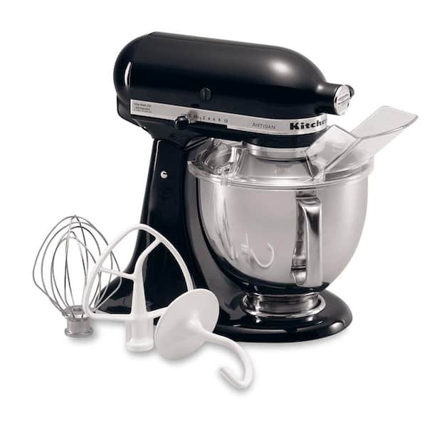 KitchenAid 5 Qt. 10-Speed Onyx Black Stand Mixer with Flat Beater, Whip and Dough Hook KSM150PSOB - The Home Depot