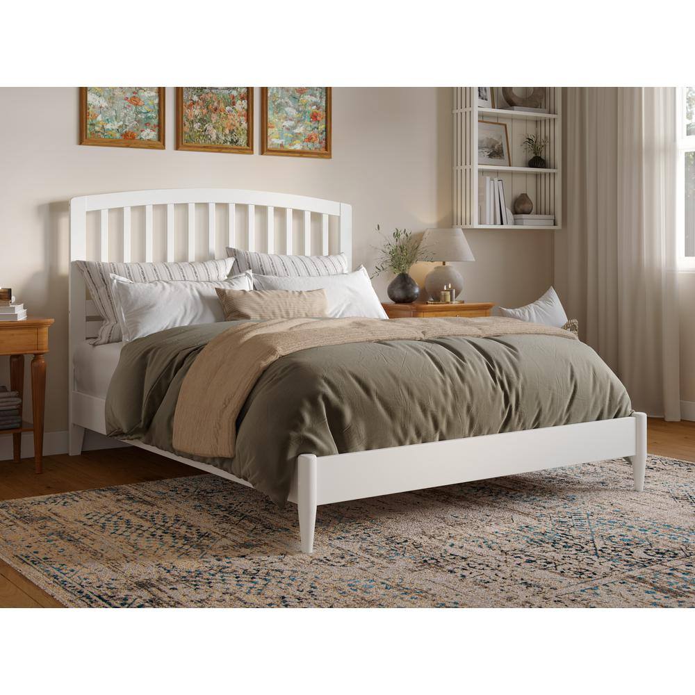 AFI Quincy White Solid Wood Frame Queen Low Profile Platform Bed