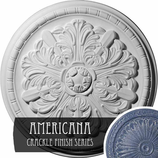Ekena Millwork 1-1/2 in. x 17-1/8 in. x 17-1/8 in. Polyurethane Washington Ceiling Medallion, Americana Crackle