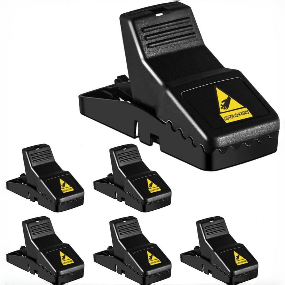 Small Mouse Traps with Quick Effective, Sanitary and Catcher for Indoor, House, Family and Pet Safe, Black (6-Pack)