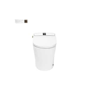 Elongated 12 in. Roungh in. 1.28 GPF Smart Toilet Bidet in White, Auto Flush, Heated Seat, Warm Air Dryer, Foot Sensor