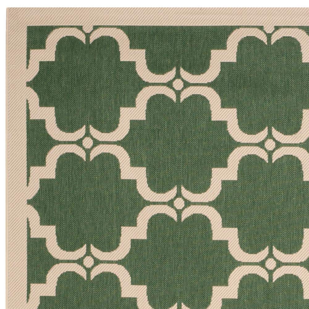 Courtyard Essence 8' x 10' Dark Green/Beige Easy-Care Outdoor Rug