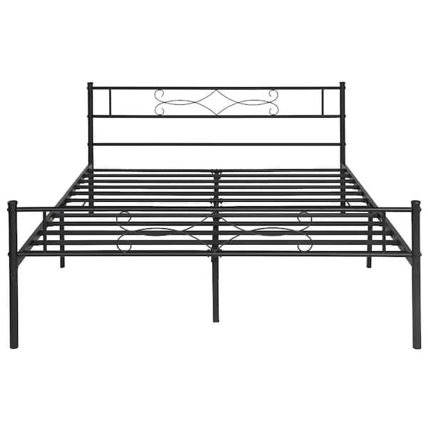 VECELO Bed Frame With Headboards, Black Heavy-Duty Frame 60 In. W Queen ...