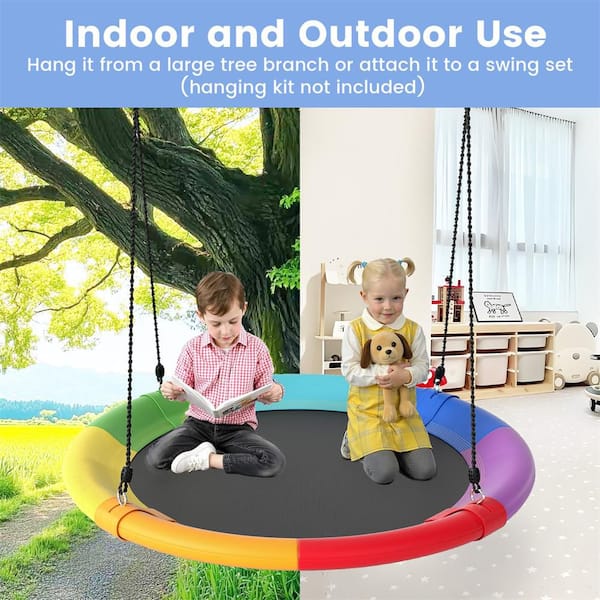 Costway 40 in. Multi-color Flying Saucer Tree Web Swing Play Set