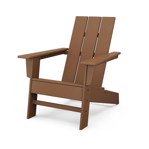 POLYWOOD Grant Park Teak HDPE Plastic Modern Adirondack Outdoor Chair