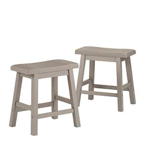 18 in. Grey Saddle Seat Backless Wood Stools (Set Of 2)