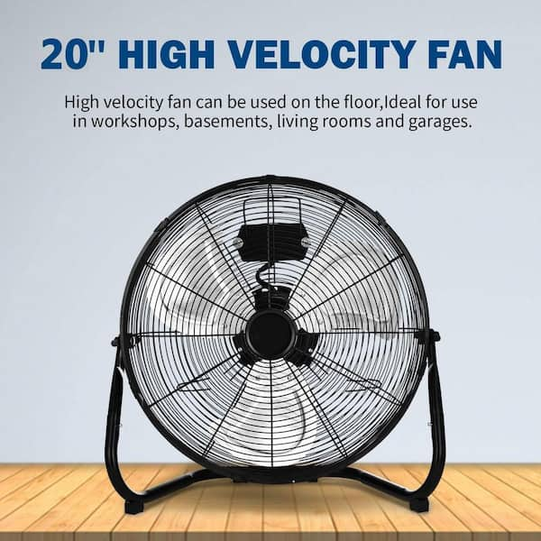 Aoibox 20 in. 3-Speed High-Velocity Industrial Heavy Duty Metal Floor Fan  in Black with Tilting Head for Outdoor/Indoor Use SNMX2861 - The Home Depot