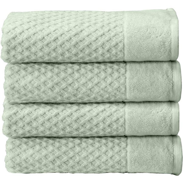 FRESHFOLDS Green Solid 100% Cotton Premium Bath Towel (Set of 4)
