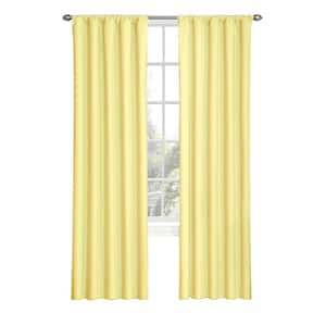 Kids Microfiber Thermaback Yellow Solid Polyester 42 in. W x 63 in. L Blackout Single Rod Pocket Curtain Panel