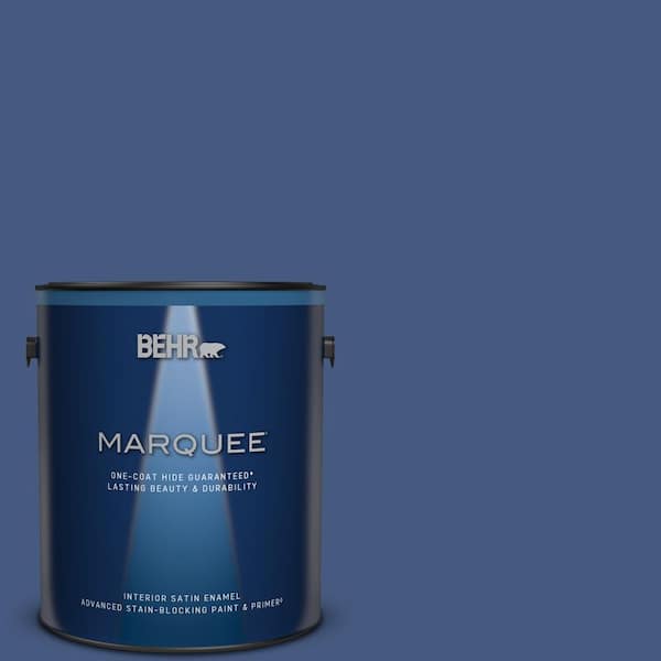 BEHR MARQUEE 1 gal. #M540-7 Optimum Blue One-Coat Hide Satin Enamel Interior Paint & Primer