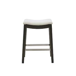 Nomad 27.36 in. Cream Wood Counter Stool with Saddle