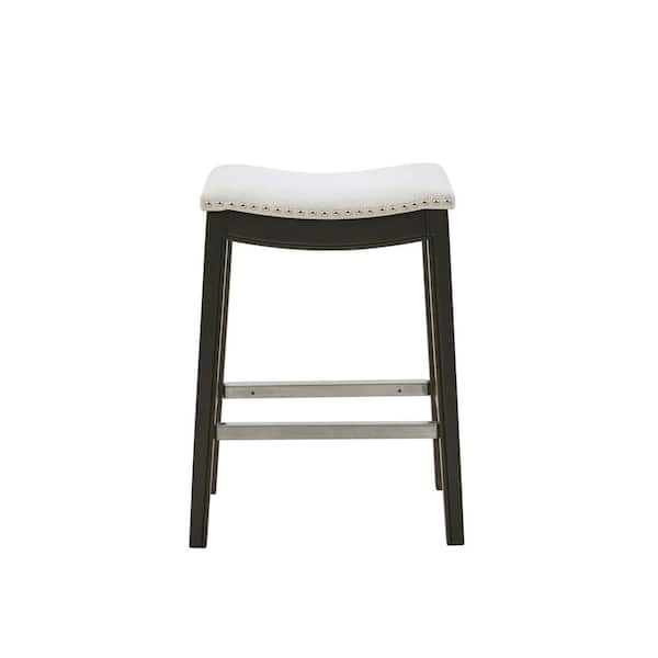 Madison Park Nomad 27.36 in. Cream Wood Counter Stool with Saddle