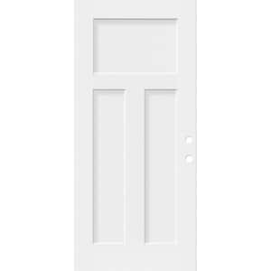 Legacy 34 in. x 80 in. Right Handed 3-Panel Craftsman Unfinished White Fiberglass Front Door Slab