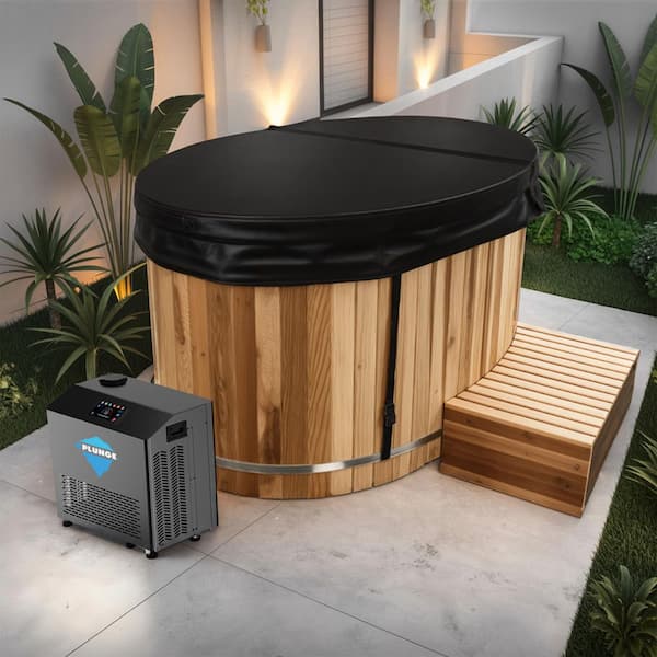 KPLUNGE 62 in. 1-Person 0-Jet Cedar Cold Plunge Ice Bath Tub/Hot