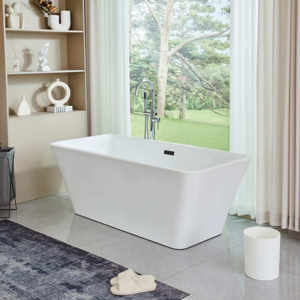 67'' White Acrylic Freestanding Soaking Bathtub