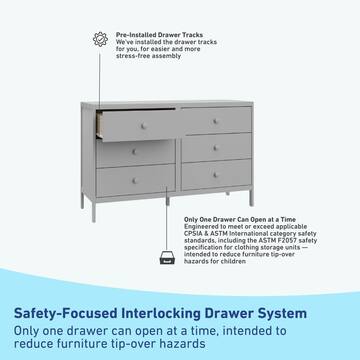 Universal Pebble Gray 6-Drawer 51.38 in. Wide Dresser