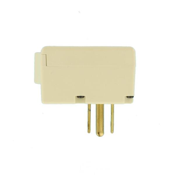 Leviton 1470-I 15 Amp 125V AC 3-Wire Grounded Switch Tap with On/Off Button Ivory 