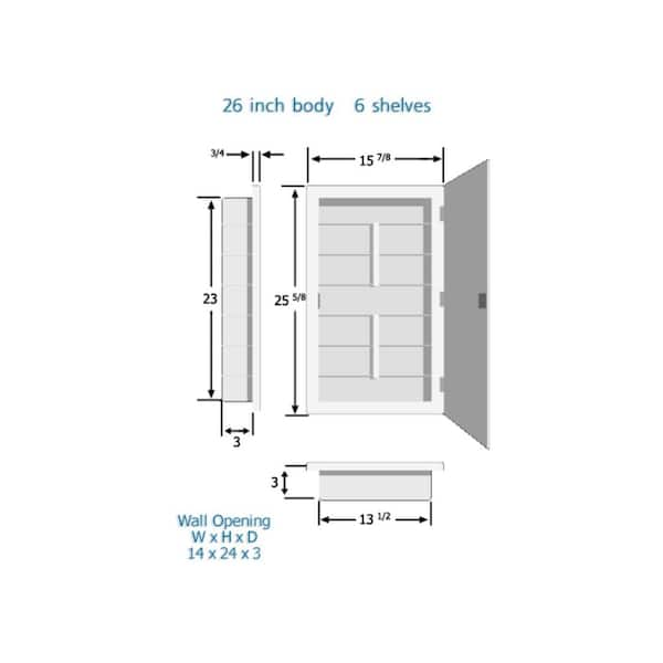 Zaca Ecab Regulus 16 In X 26 3 1 2 Framed Recessed Door Bathroom ...