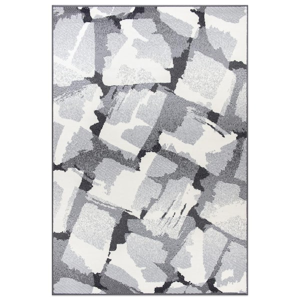 World Rug Gallery Contemporary Abstract Design Gray 5 ft. x 7 ft. Area Rug
