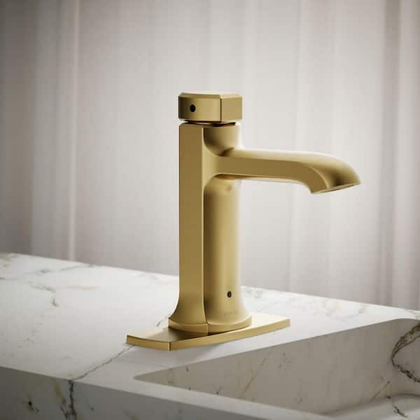 Rubicon Battery Powered Touchless Single Hole Bathroom Faucet in Vibrant Brushed Moderne Brass