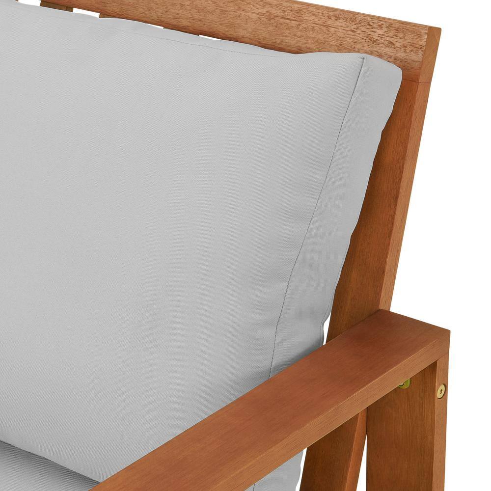 Eucalyptus Wood Outdoor Chair with Gray Cushions