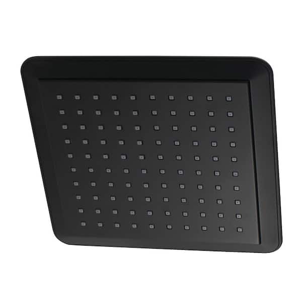 Kingston Brass Claremont 1-Spray Patterns 9-5/8 in. H Square Rainfall Wall Mount Fixed Shower Head in Matte Black