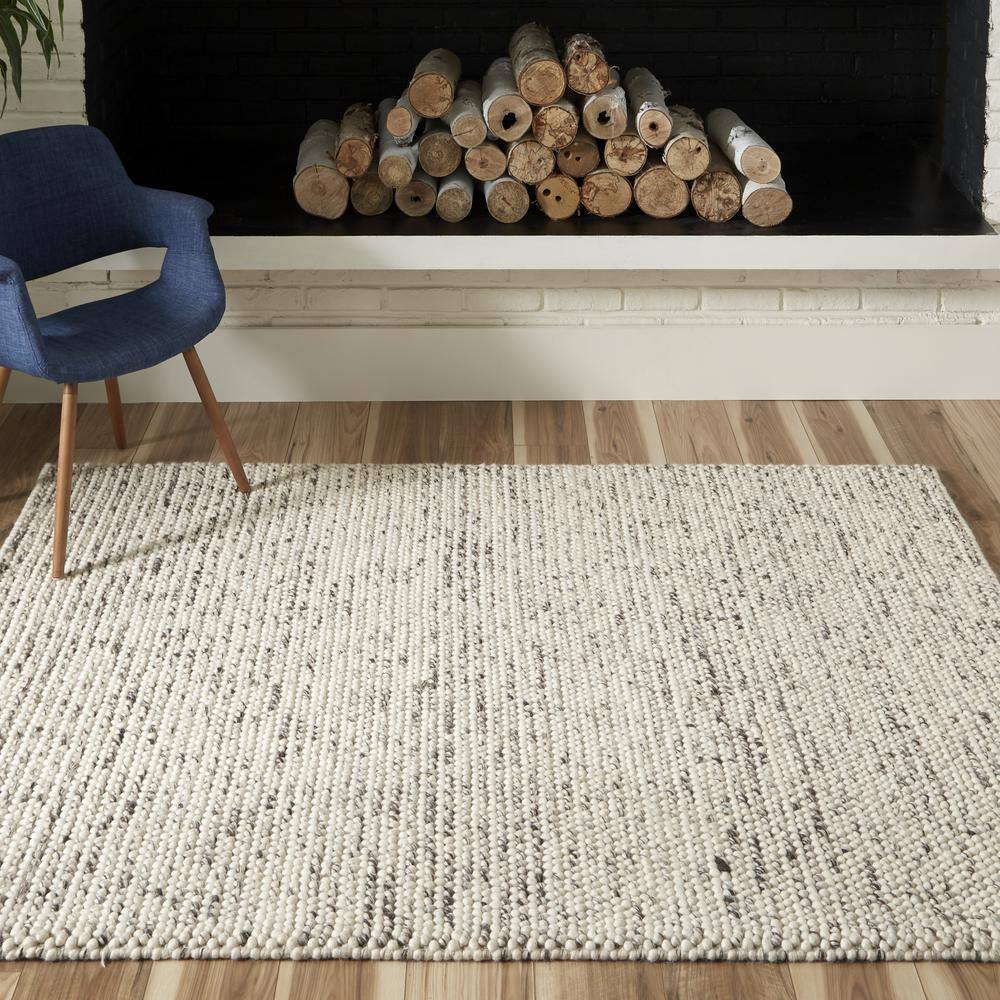Handmade Blue Diamond Tufted Wool and Viscose Rug, 5' x 7'