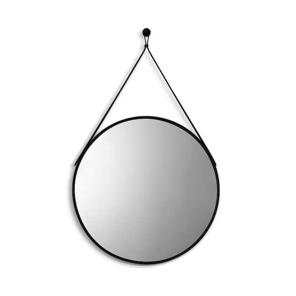 Altair Epoca 28 in. W x 28 in. H Small Round Aluminum Framed Wall Bathroom Vanity Mirror in Matt Black