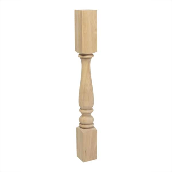 American Pro Decor 35-1/4 in. x 3-3/4 in. Unfinished Solid Hardwood Plain Full Round Kitchen Island Leg