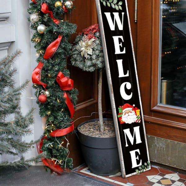 ing wall plaque クリスマス Christmas Leaner Interchangeable Welcome Porch Wall Sign