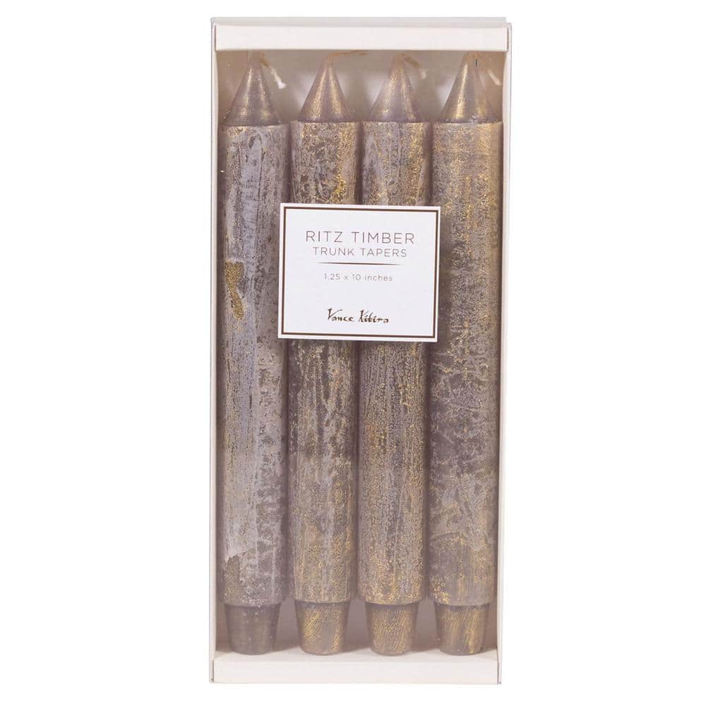 Vance Kitira 10" Dark Gray Ritz Timber Taper Candles Set of 4 RT125DKGY The Home Depot