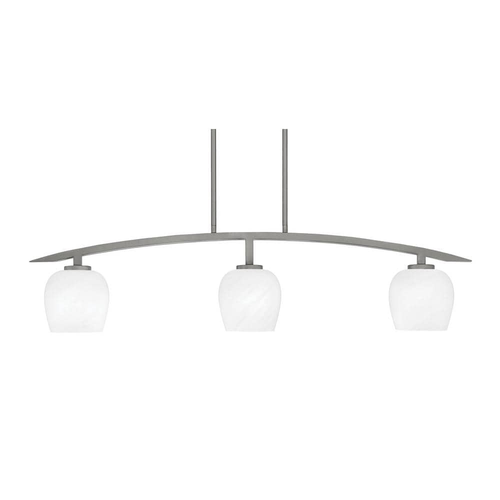 Siena 41 in. 3-Light Graphite Chandelier with 6 in. White Marble Glass Shad