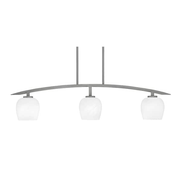 Unbranded Siena 41 in. 3-Light Graphite Chandelier with 6 in. White Marble Glass Shades, no bulbs included