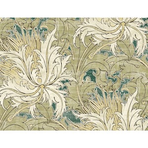 40.5 sq. ft. Juniper and Parchment Floral Folly Vinyl Peel and Stick Wallpaper Roll