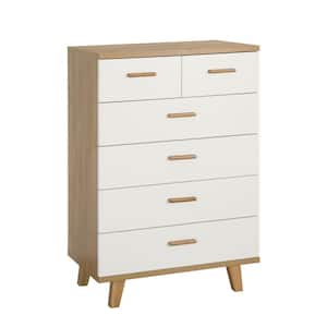 Rosewood 6-Drawer Chest of-Drawers with Solid Wood Handles and Foot Stand (31.5 in. W x 45.5 in. Hx 15.7 in. D)