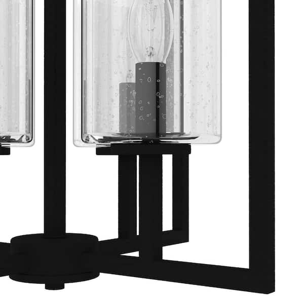 Hunter - Kerrison 4-Light Natural Iron Island Pendant Light with Seeded Glass Shades