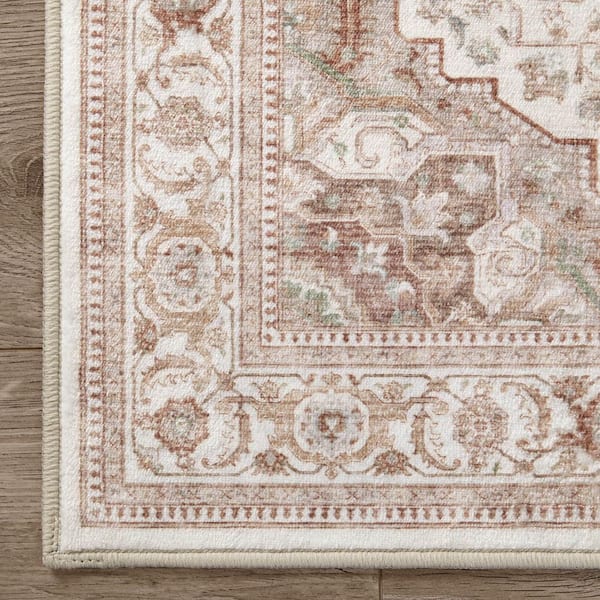 Rylan Brown/Green 2 ft. x 6 ft. Woven Oriental Polyester 2-Piece Set Area Rug