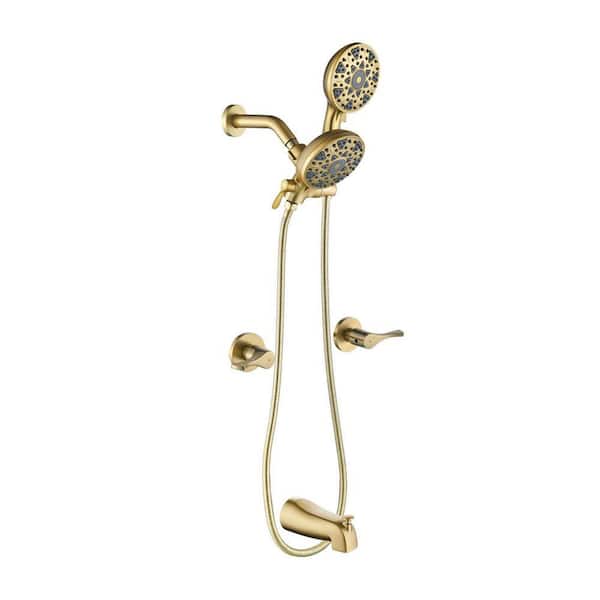 Rain 2-Handle 5-Spray Tub Shower Faucet 1.8 GPM with Pressure Balance in Gold (Valve Included)