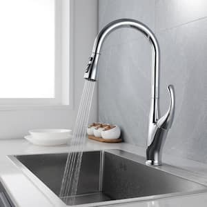 Single Handle Single Hole Pull Down Sprayer Kitchen Faucet in Polished Chrome