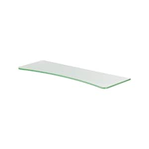 GLASSLINE 23.6 in. x 6/8 in. x 0.31 in. Frosted Glass Concave Shelf without Brackets
