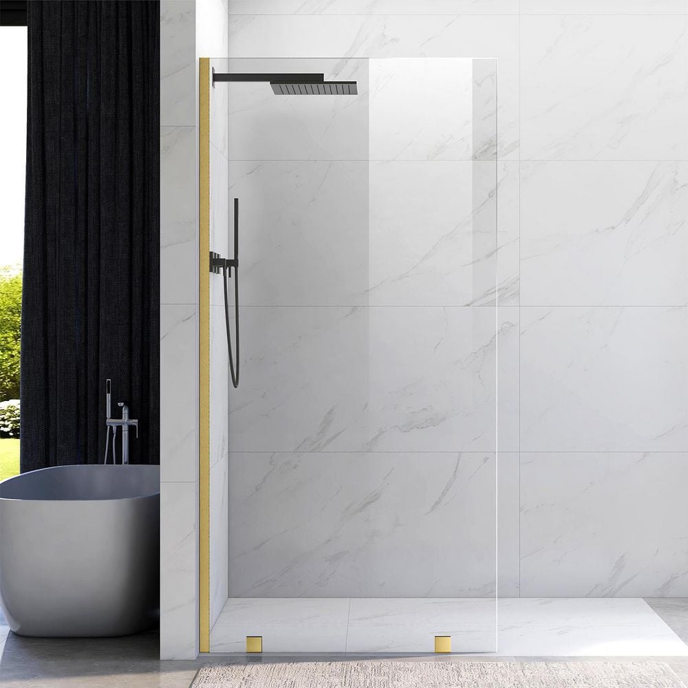 UKH07B 40-1/2 in. W x 80 in. H U-Channel Frameless Fixed Shower Door Panel in Satin Brass, 3/8 in. Clear Glass price history on PriceWatchPro
