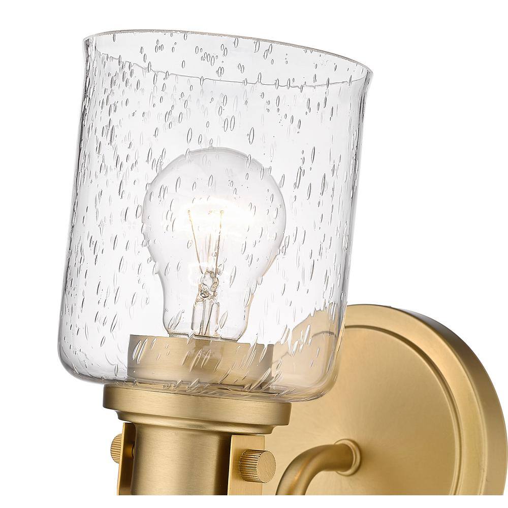 Heirloom Gold Dimmable Wall Sconce with Seeded Glass Shade