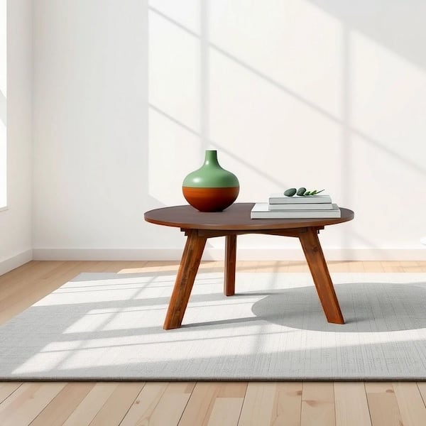 CHRISTOPHER KNIGHT HOME Adam 35.5 in. Brown Round Wood Mid-Century Modern Coffee Table