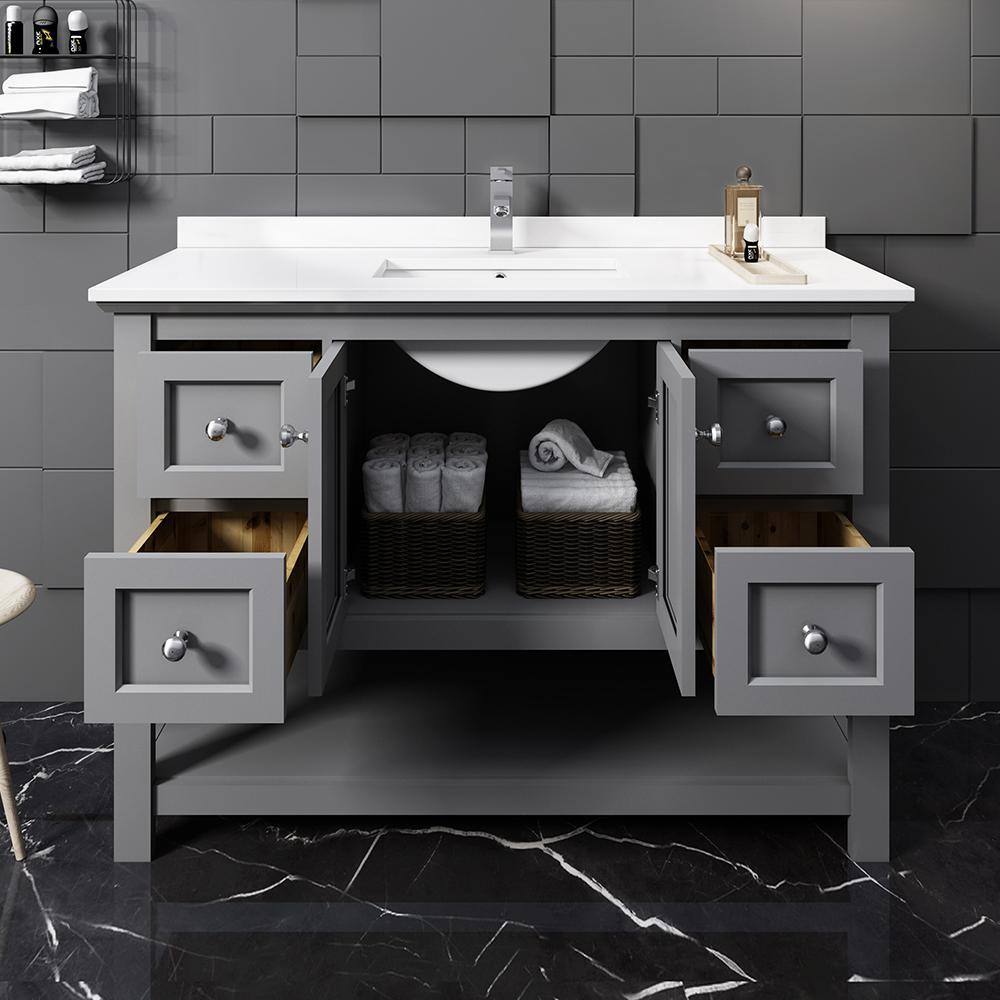 Gray 48" Single Bathroom Vanity with Quartz Top