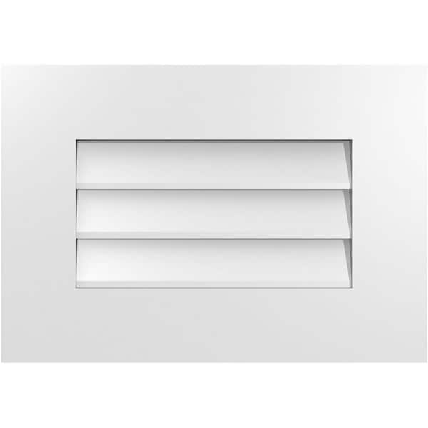 Ekena Millwork 20 in. x 14 in. Vertical Surface Mount PVC Gable Vent: Decorative with Standard Frame