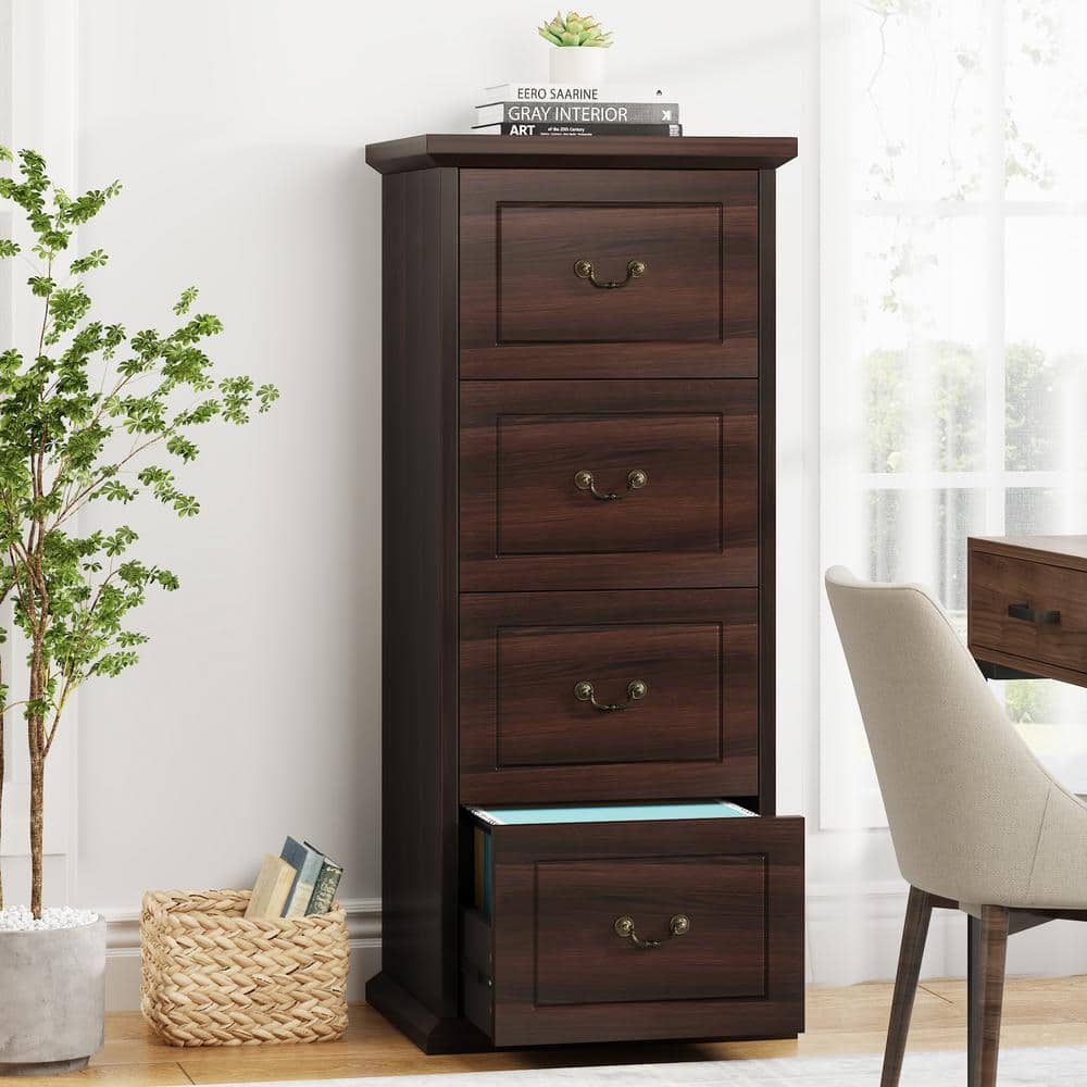 BYBLIGHT Atencio 4-Drawer Dark Brown Wood 19.68 in. W Vertical